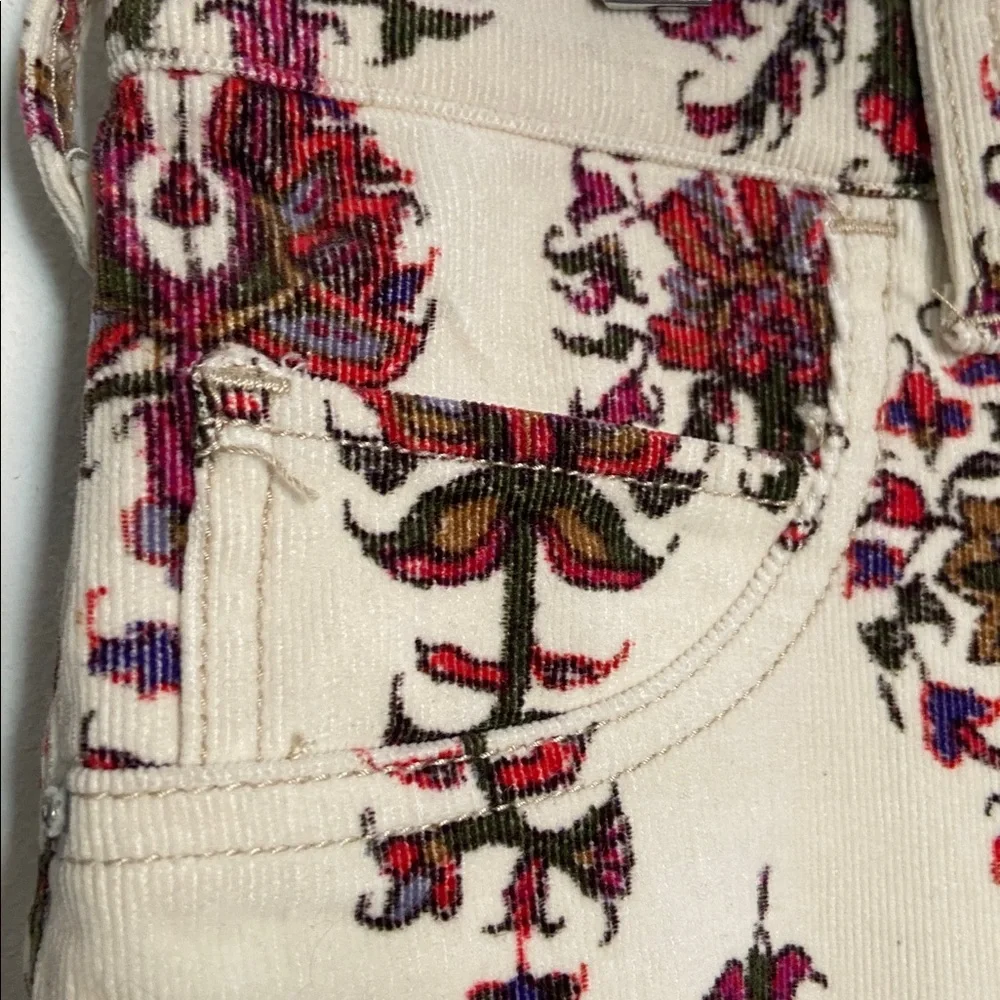 NWOT Anthropologie Pilcro cream corduroy boho printed bootcut jeans